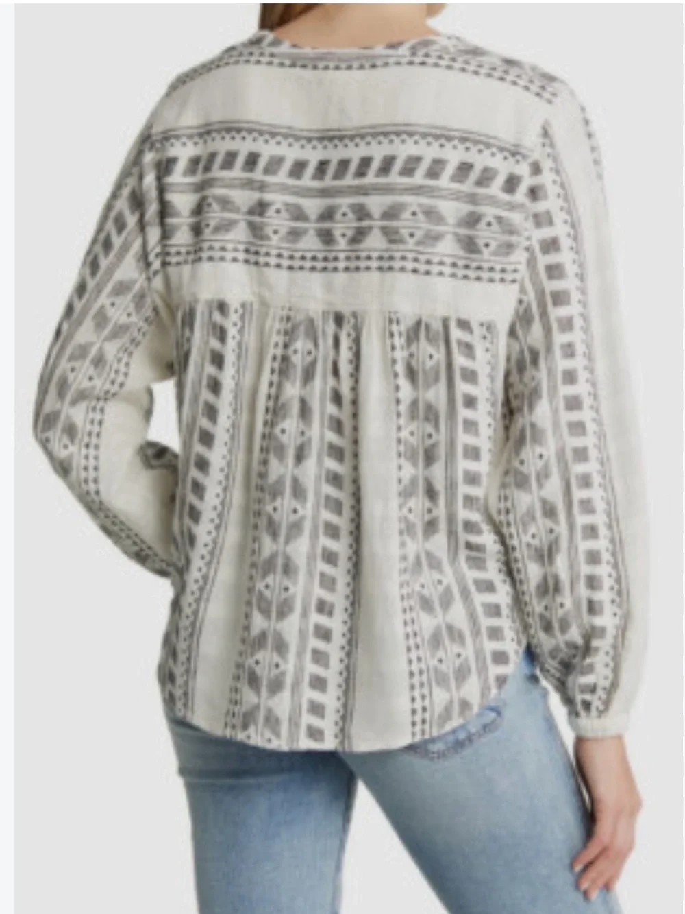 Splendid Freesia Embroidered Long Sleeve Linen Top Size Small